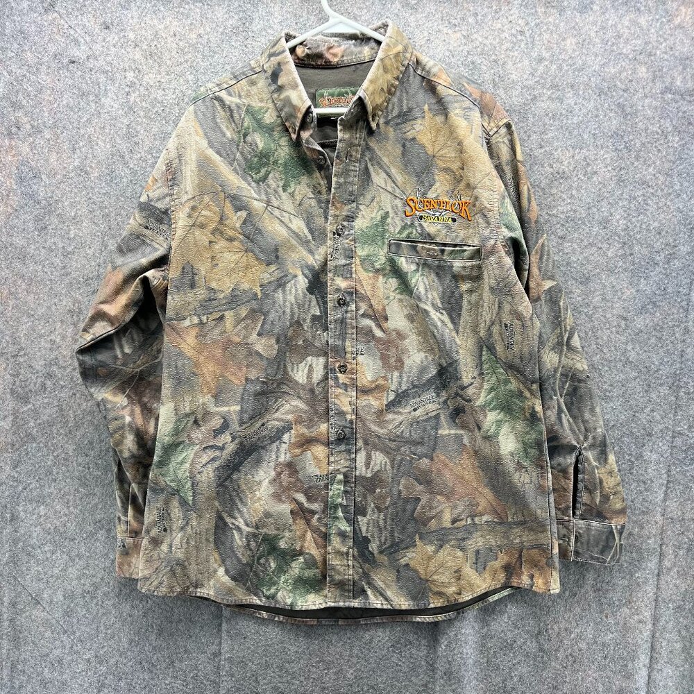 Scentlok Shirt Men Large Green Real Tree Camo Hunting Outdoor Mossy Oak Break Up